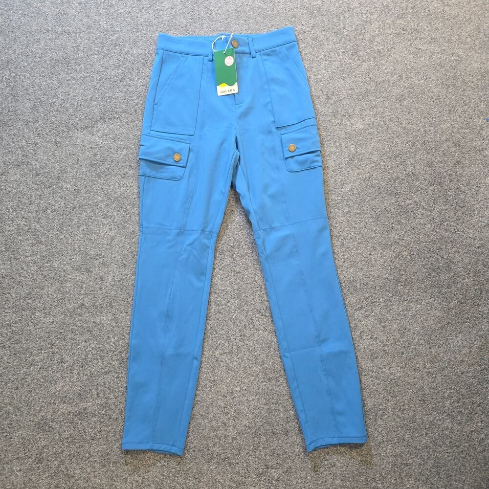 Halara Pants Womens Small Blue Stretch Skinny Cargo High Waisted Ankle Casual